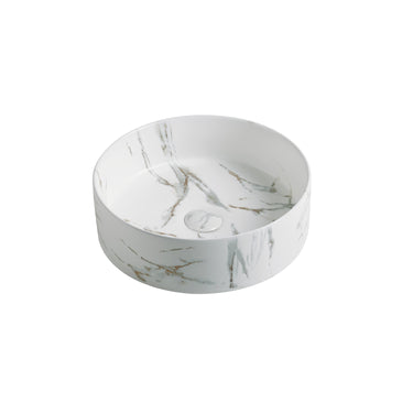 Round 400mm Above Counter Matte White Carrara Fine Ceramic Basin
