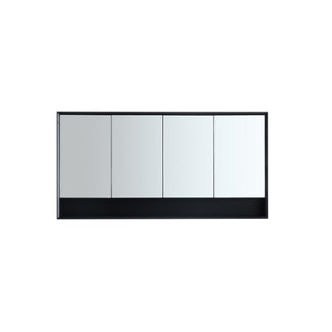 Petra | Matte Black 1500mm Four Door Shaving Cabinet