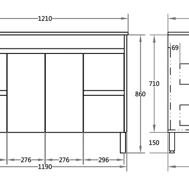 Poseidon | 1200mm Stella Oak Single Bowl Floor Vanity