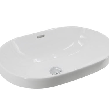 Polino | Semi Inset Basin 600 With Overflow Gloss White