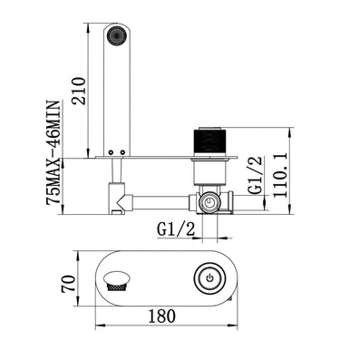 Payten Matte Black Push Wall Basin Mixer & Bath Spout - Acqua Bathrooms