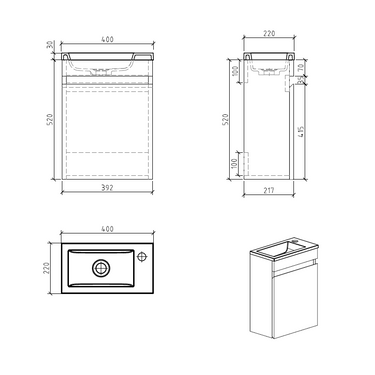 Piccolo 400 Grey Ash Wall Hung Vanity By Indulge® - Acqua Bathrooms