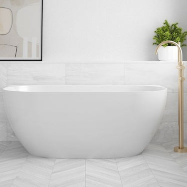 Polino | 1500 Back To Wall Lucite Freestanding Bath Matte White