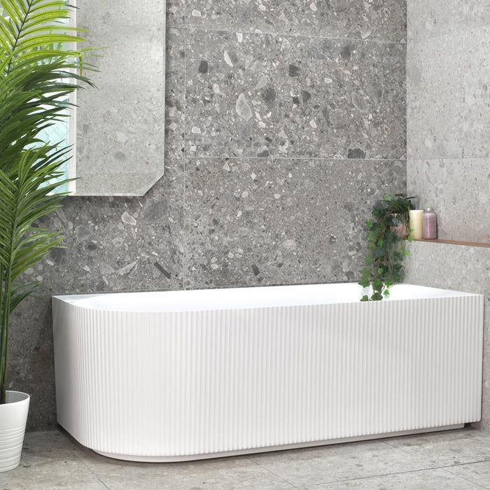 Brighton | Fluted Groove 1700mm Right corner Freestanding Bathtub Gloss White