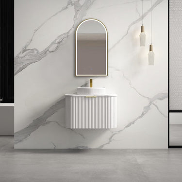 Infinity | Rio 600 Curved Fluted Matte White Wall Hung Vanity - Acqua Bathrooms
