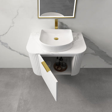 Infinity | Rio 600 Curved Fluted Matte White Wall Hung Vanity - Acqua Bathrooms
