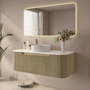 Mercio | 1200mm Rome Fluted Wall-hung Cabinet Bur Oak