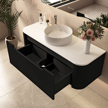 Mercio | 1200mm Rome Fluted Wall-hung Cabinet Matt Black