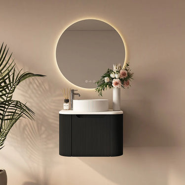 ABS | 600mm Fluted Rome Wall-hung Cabinet Matte Black