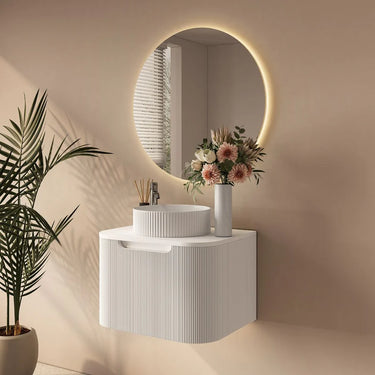 ABS | 600mm Fluted Rome Wall-hung Cabinet Matte White