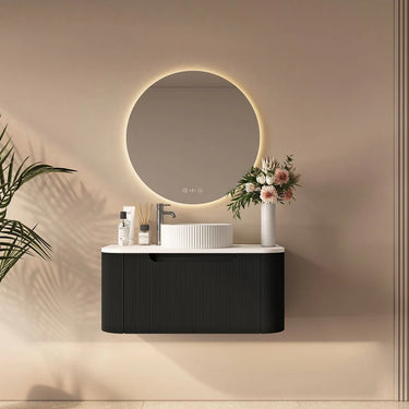 ABS | Fluted Rome Wall-hung Cabinet 750mm Matte Black