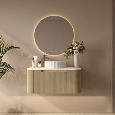 Mercio | 900mm Rome Fluted Wall-hung Cabinet Bur Oak