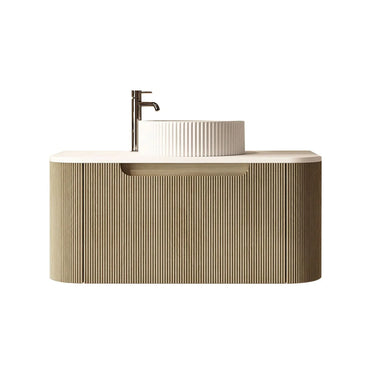 Mercio | 900mm Rome Fluted Wall-hung Cabinet Bur Oak