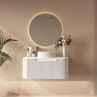 Mercio | 900mm Rome Fluted Wall-hung Cabinet Matte White