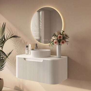 Mercio | 900mm Rome Fluted Wall-hung Cabinet Matte White