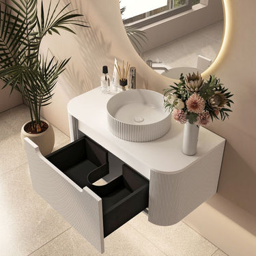 Mercio | 900mm Rome Fluted Wall-hung Cabinet Matte White