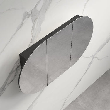 Rosy 1200 Matte Black Oval Shaving Cabinet - Acqua Bathrooms
