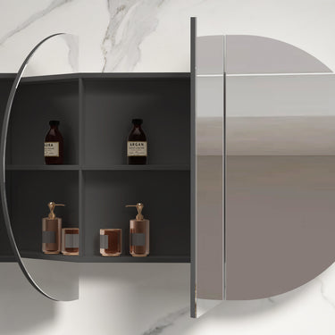 Rosy 1200 Matte Black Oval Shaving Cabinet - Acqua Bathrooms