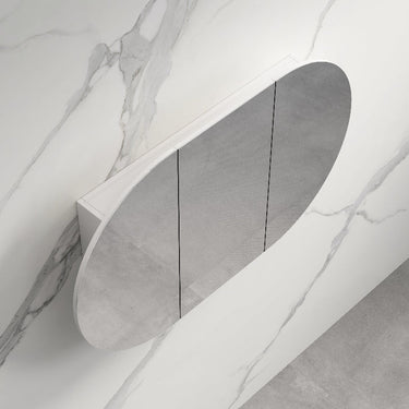 Rosy 1200 Matte White Oval Shaving Cabinet - Acqua Bathrooms