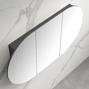 Rosy 1500 Matte Black Oval Shaving Cabinet - Acqua Bathrooms