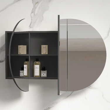 Rosy 1500 Matte Black Oval Shaving Cabinet - Acqua Bathrooms