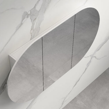 Rosy 1500 Matte White Oval Shaving Cabinet - Acqua Bathrooms