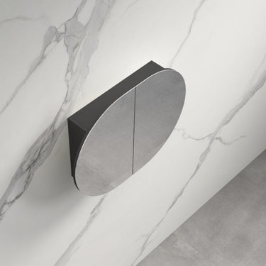 Rosy 750 Matte Black Oval Shaving Cabinet - Acqua Bathrooms