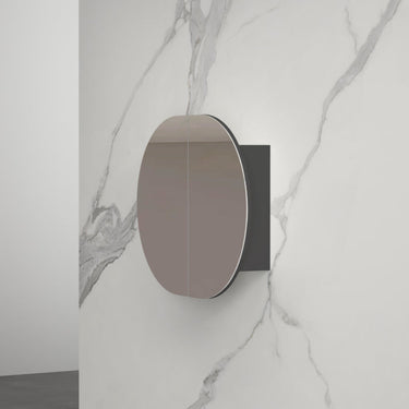 Rosy 750 Matte Black Oval Shaving Cabinet - Acqua Bathrooms