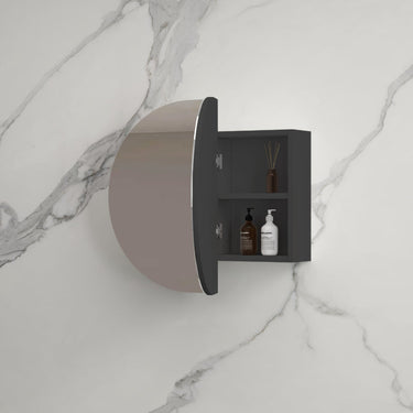 Rosy 750 Matte Black Oval Shaving Cabinet - Acqua Bathrooms