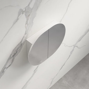 Rosy 750 Matte White Oval Shaving Cabinet - Acqua Bathrooms