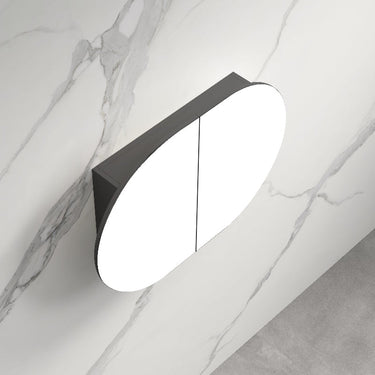 Rosy 900 Matte Black Oval Shaving Cabinet - Acqua Bathrooms