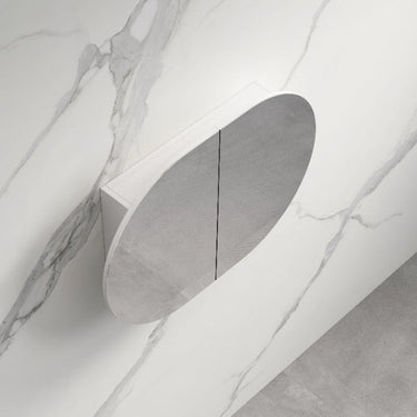 Rosy 900 Matte White Oval Shaving Cabinet - Acqua Bathrooms