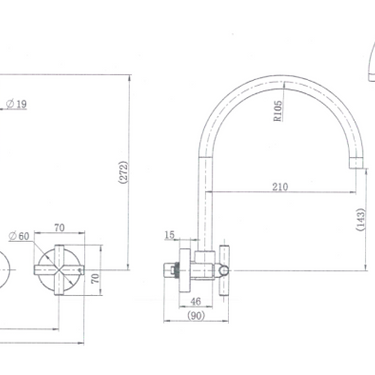 Brushed Bronze Ryker 1/4 Turn Wall Sink Set