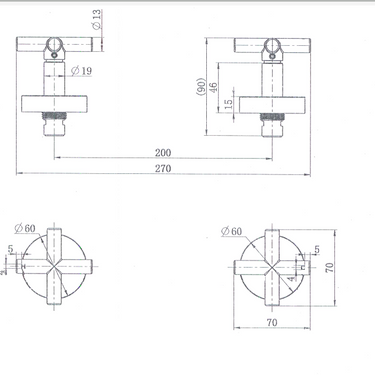 Chrome Ryker Wall Stop Assemblies 1/4 Turn