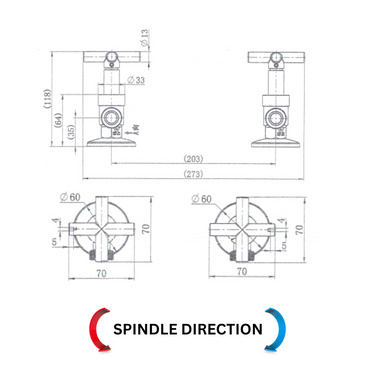 Ryker Brushed Bronze Washing Machine Stops 1/4 Turn