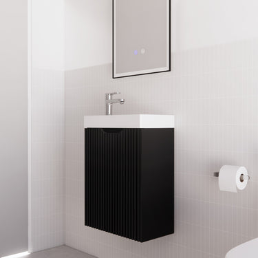 Vienna | Mini Fluted Wall Hung Vanity | Matt Black