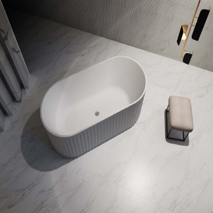 Roma Fluted 1700 Matte White Designer Round Freestanding Bath