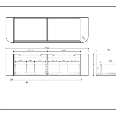 Mercio | Fluted Rome Wall-hung Cabinet 1500mm Matt White