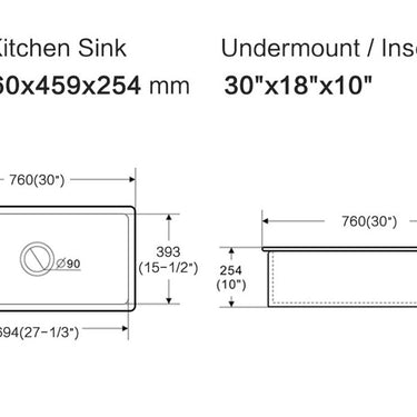 Lukka | 760mm Procida Fireclay Inset/Undermount Sink