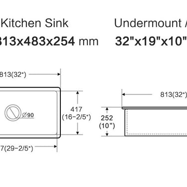 Lukka | 813mm Procida Fireclay Inset/Undermount Sink