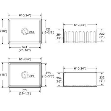 Lukka | 610mm Rocca Matte Black Fine Fireclay Farm House Buttler Sink