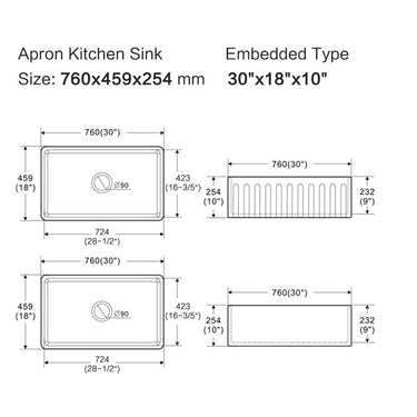 Lukka | 760mm Rocca Matte Black Fine Fireclay Farm House Buttler Sink