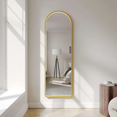 Mercio | Brushed Gold 500×1600mm Saga Freestanding LED Arch Mirror