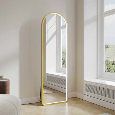 Mercio | Brushed Gold 500×1600mm Saga Freestanding LED Arch Mirror