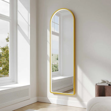 Mercio | Brushed Gold 500×1600mm Saga Freestanding LED Arch Mirror
