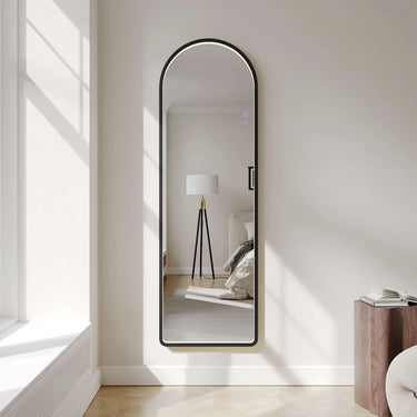 Mercio | Matte Black 500×1600mm Saga Freestanding LED Arch Mirror