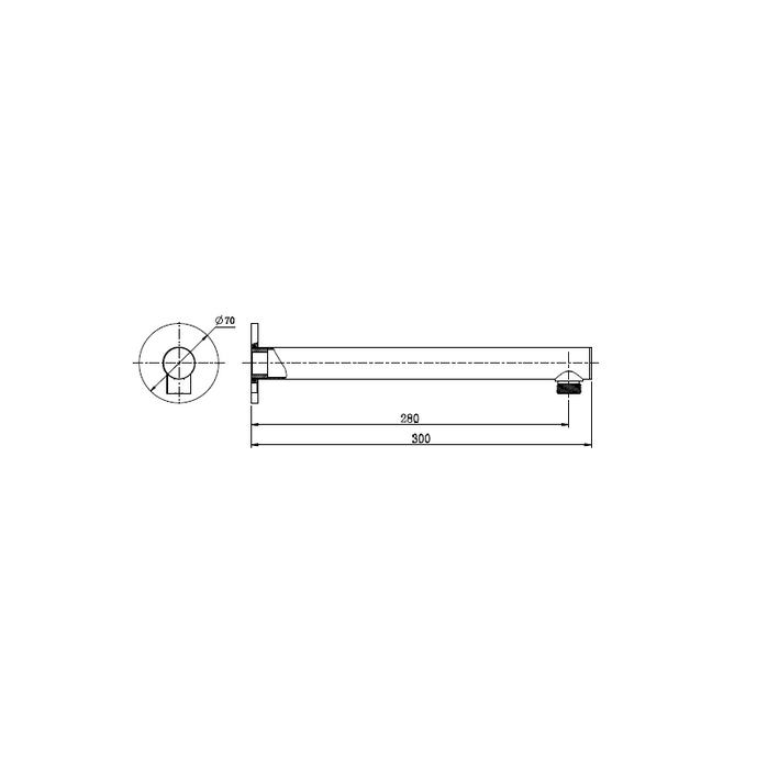 Round | Brushed Chrome Round Shower Arm 300mm