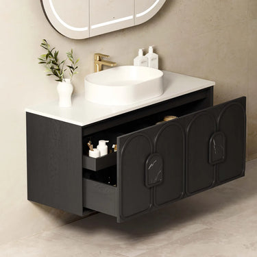 Otti Australia | 1200 Laguna Black American Oak Wall Hung Vanity