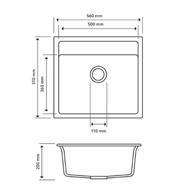 Carysil | 560 Waltz Black Granite Kitchen Sink - Acqua Bathrooms