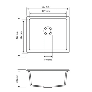 Carysil | 533 Salsa Black Granite Kitchen Sink - Acqua Bathrooms